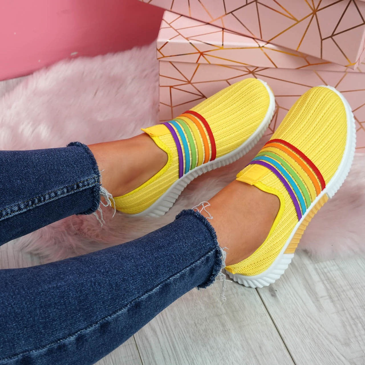 Comfortabele Regenboog Sneakers | Stijlvolle & Kleurrijke Sneakers Voor Modebewuste Dames